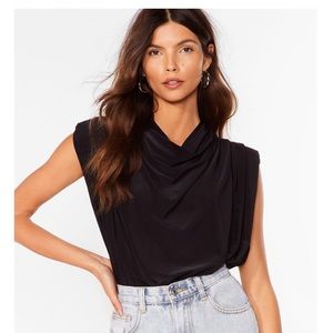 The Midnight Hour Shoulder Pad Draped Bodysuit